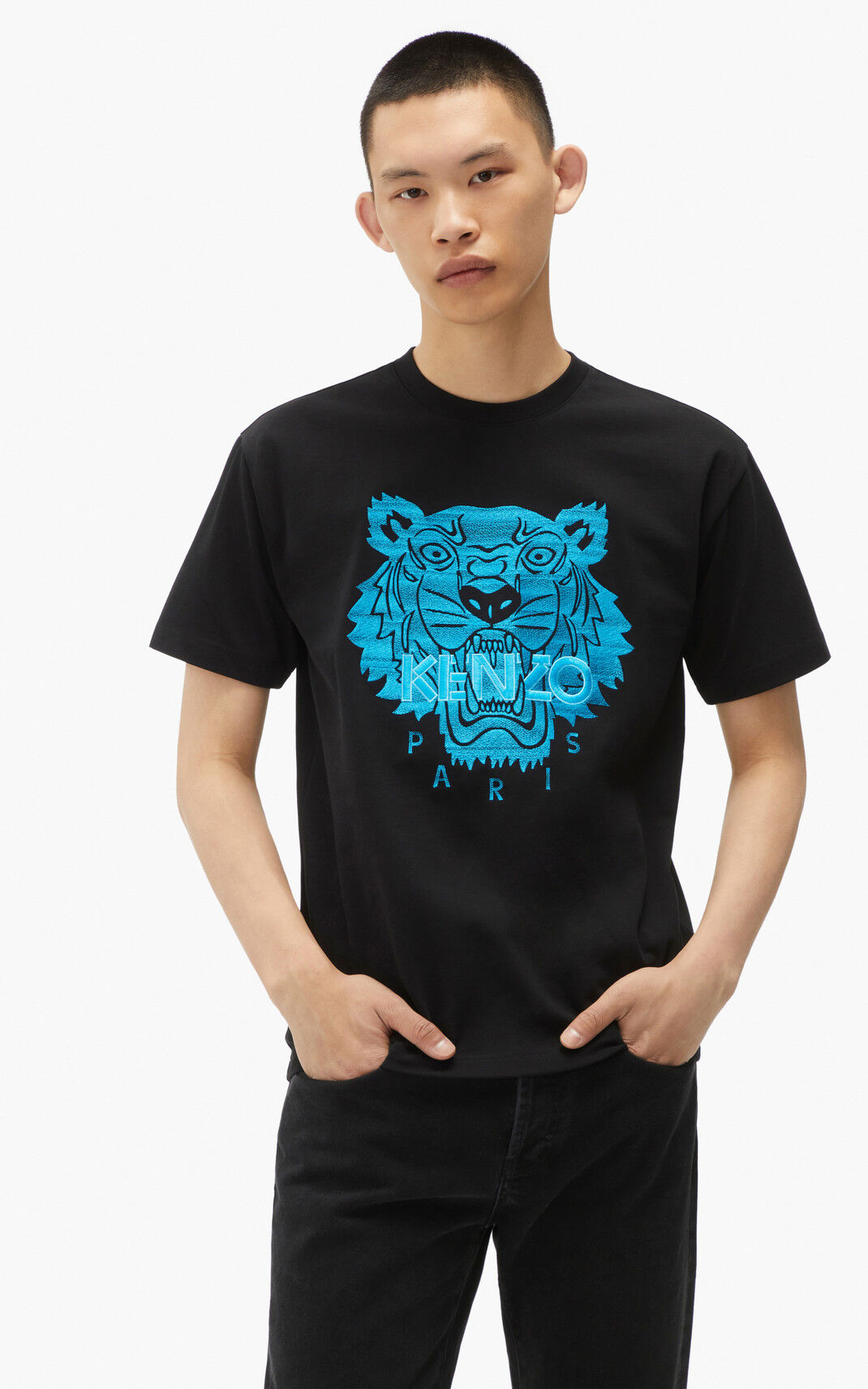 T Shirt Kenzo Tiger loose fitting Homme Noir | GRVF-42581